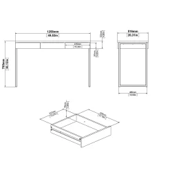 Scrivania Amadeo, 126x52 h77 cm, Bianco<Dmora Cheap