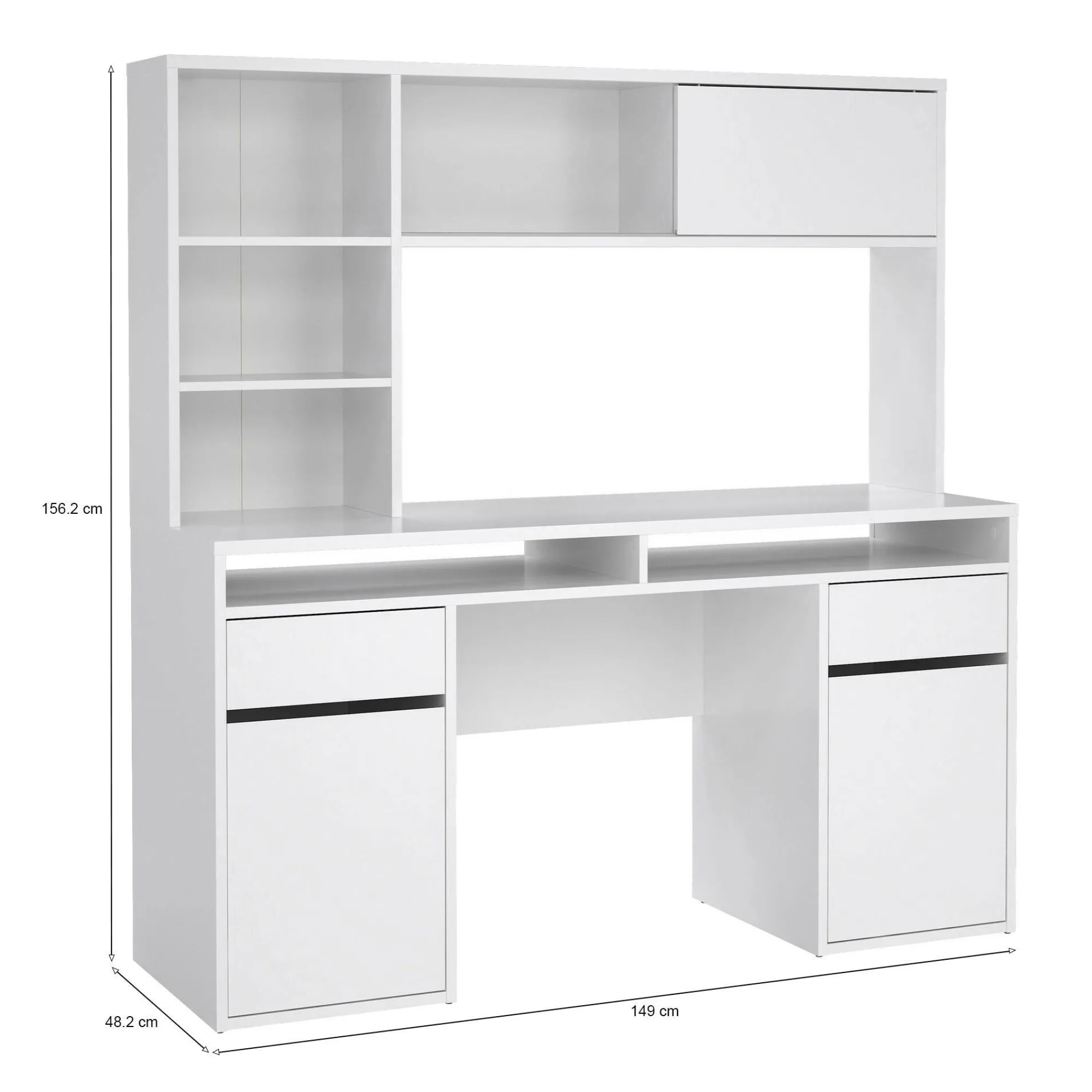 Scrivania Ambrenti, 48x149 h156 cm, Bianco<Dmora Outlet