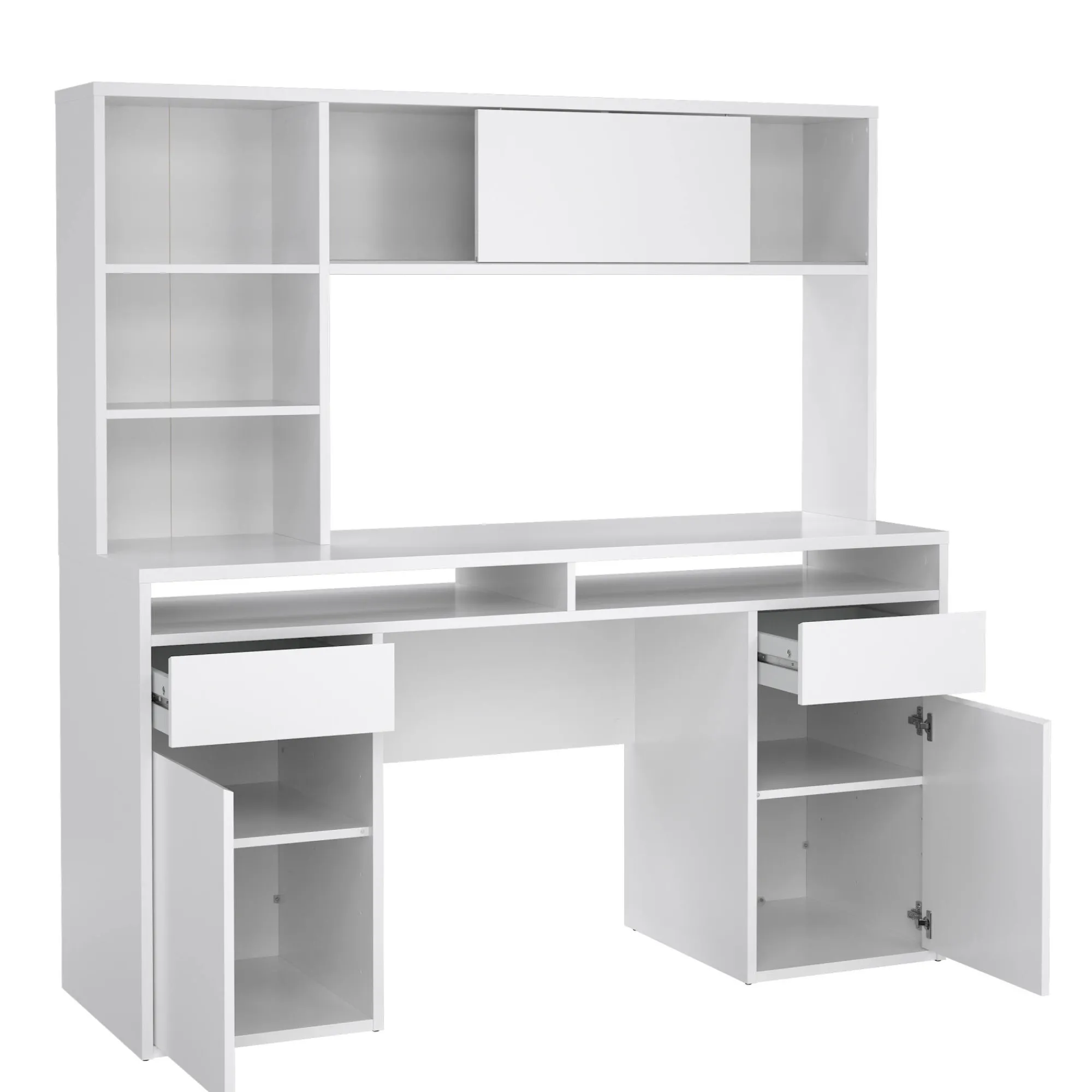 Scrivania Ambrenti, 48x149 h156 cm, Bianco<Dmora Outlet