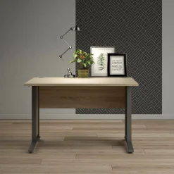 Scrivania Amigos, 120x80 h75 cm, Grigio e Quercia<Dmora Cheap