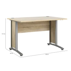 Scrivania Amigos, 120x80 h75 cm, Grigio e Quercia<Dmora Cheap