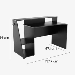 Scrivania Ampil, 138x67 h94 cm, Grigio scuro e Nero<Dmora Hot