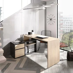 Scrivania Andor, 139x92h75 cm, Rovere e Antracite<Dmora Best