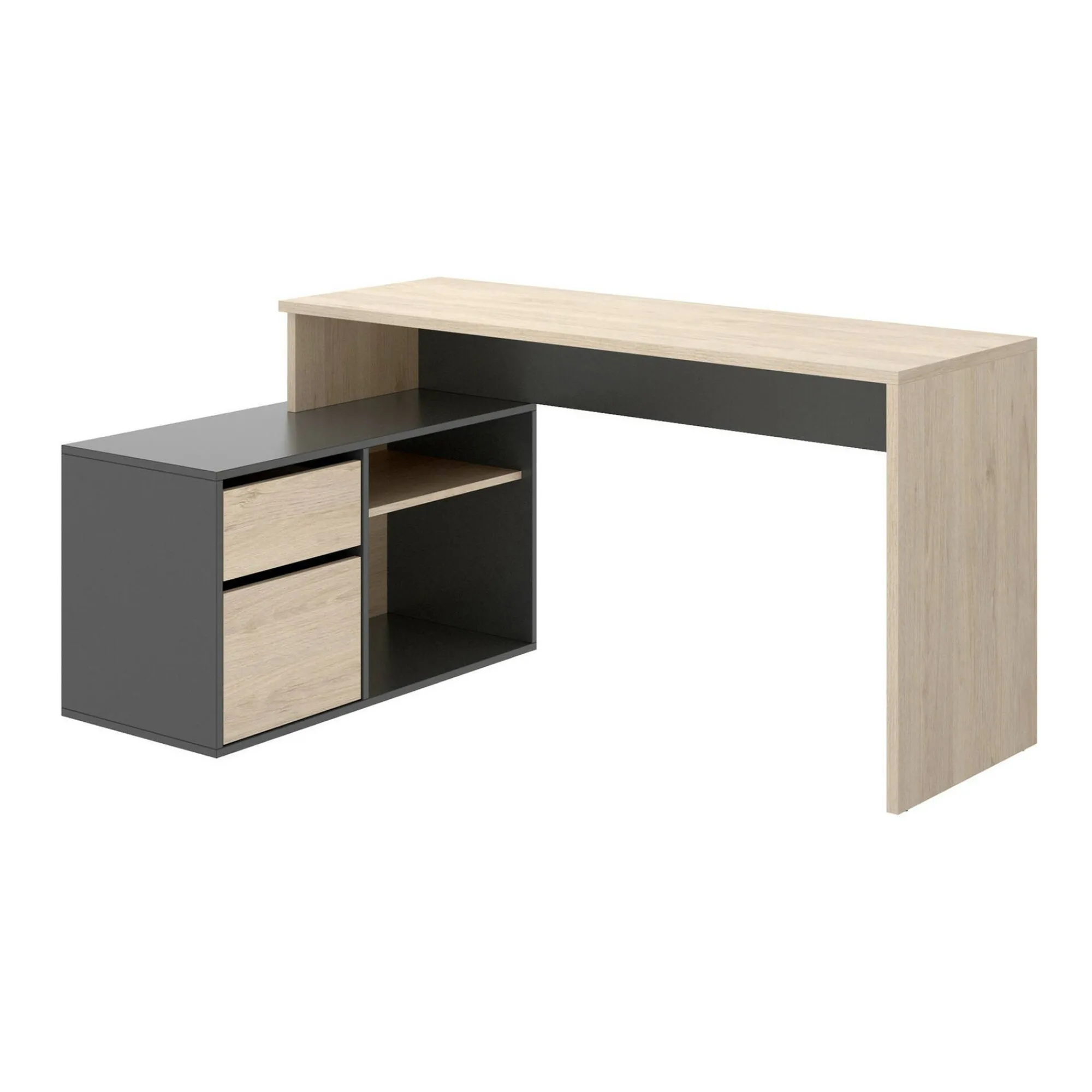 Scrivania Andor, 139x92h75 cm, Rovere e Antracite<Dmora Best
