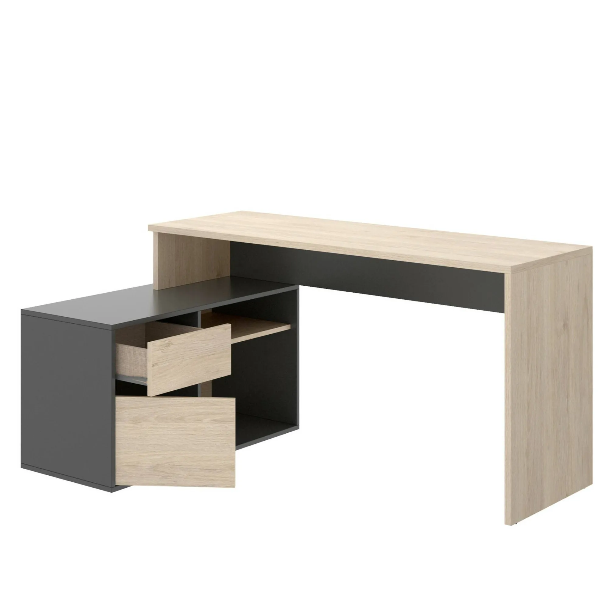 Scrivania Andor, 139x92h75 cm, Rovere e Antracite<Dmora Best