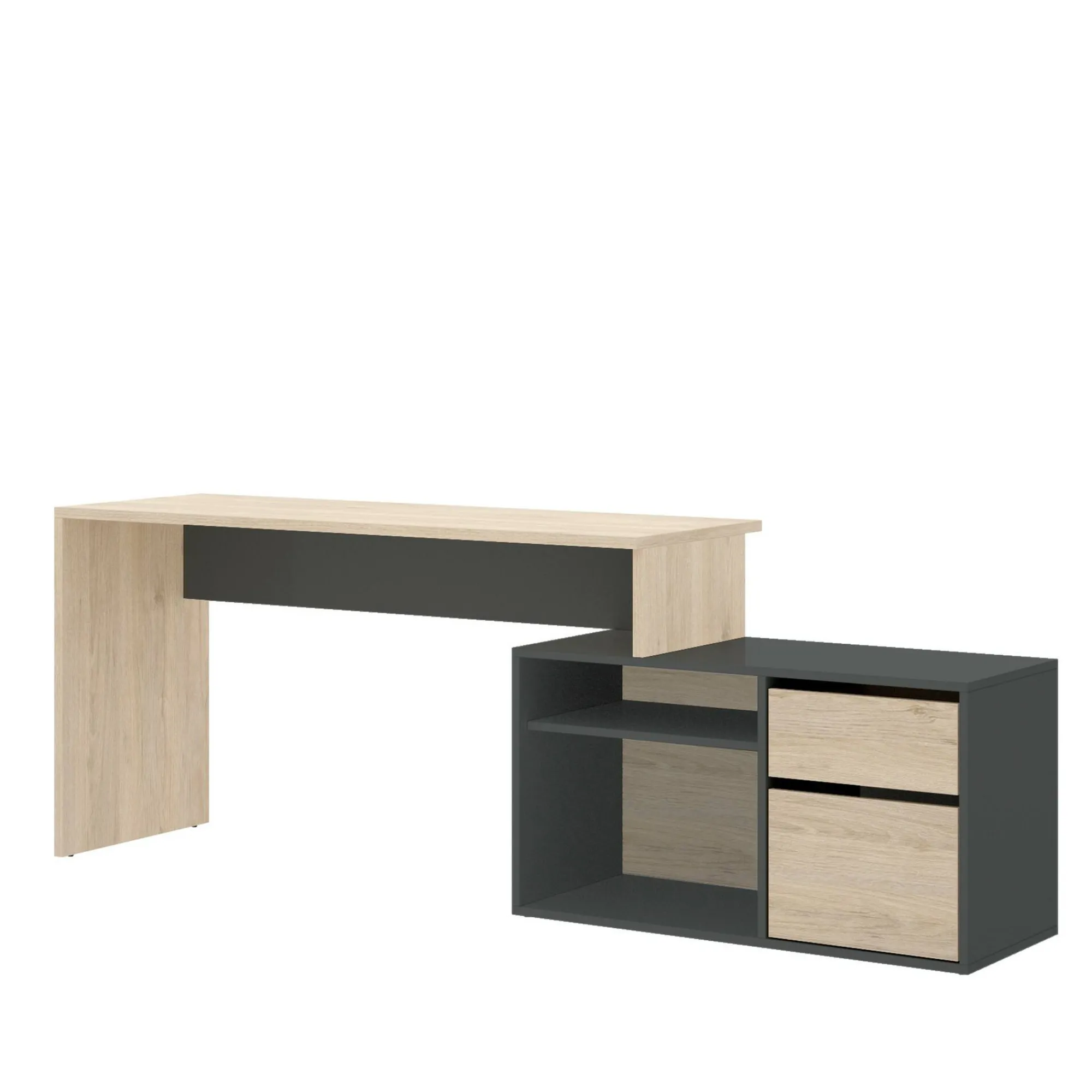 Scrivania Andor, 139x92h75 cm, Rovere e Antracite<Dmora Best