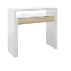 Scrivania Andriy, 99x36h88 cm, Bianco e Rovere<Dmora Discount