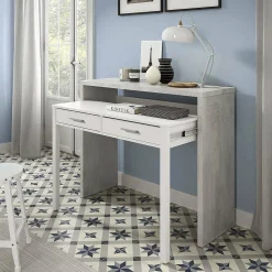 Scrivania Andriy, 99x36h88 cm, Cemento e Bianco<Dmora Cheap