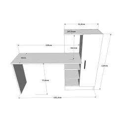 Scrivania Angaga, 152x40h120 cm, Quercia e Nero<Dmora Cheap