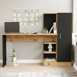 Scrivania Angaga, 152x40h120 cm, Quercia e Nero<Dmora Cheap