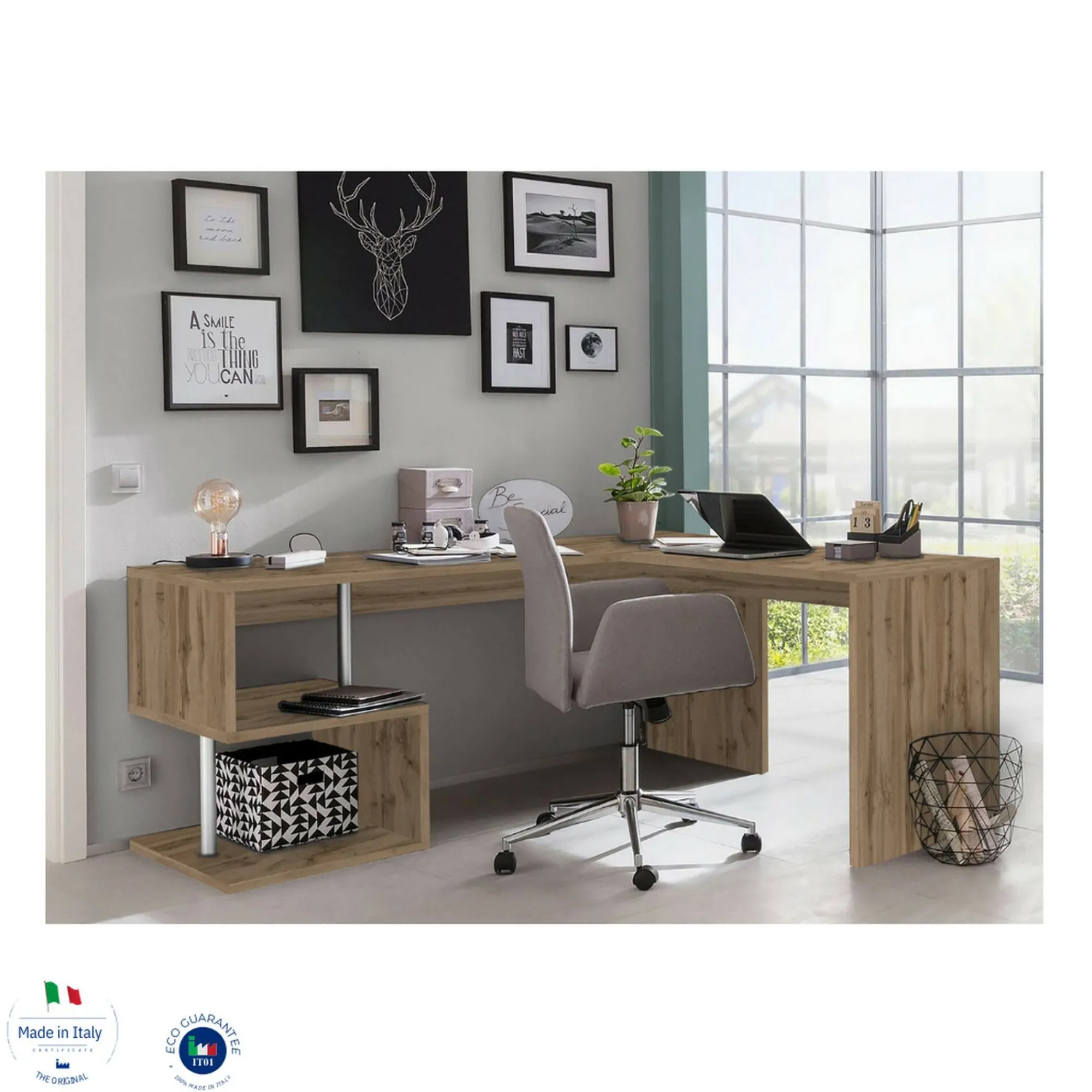 Scrivania Annibi, cm 160x60h78,<Dmora Shop