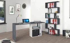Scrivania Antioco, cm 110x50h75, Bianco lucido e Ardesia<Dmora Hot
