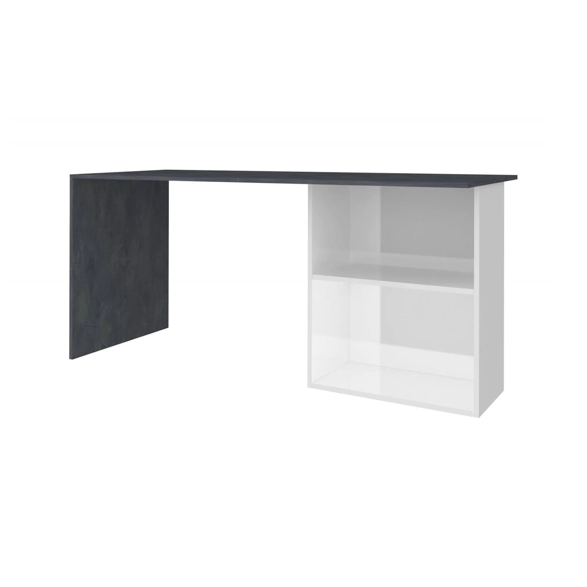 Scrivania Antioco, cm 110x50h75, Bianco lucido e Ardesia<Dmora Hot