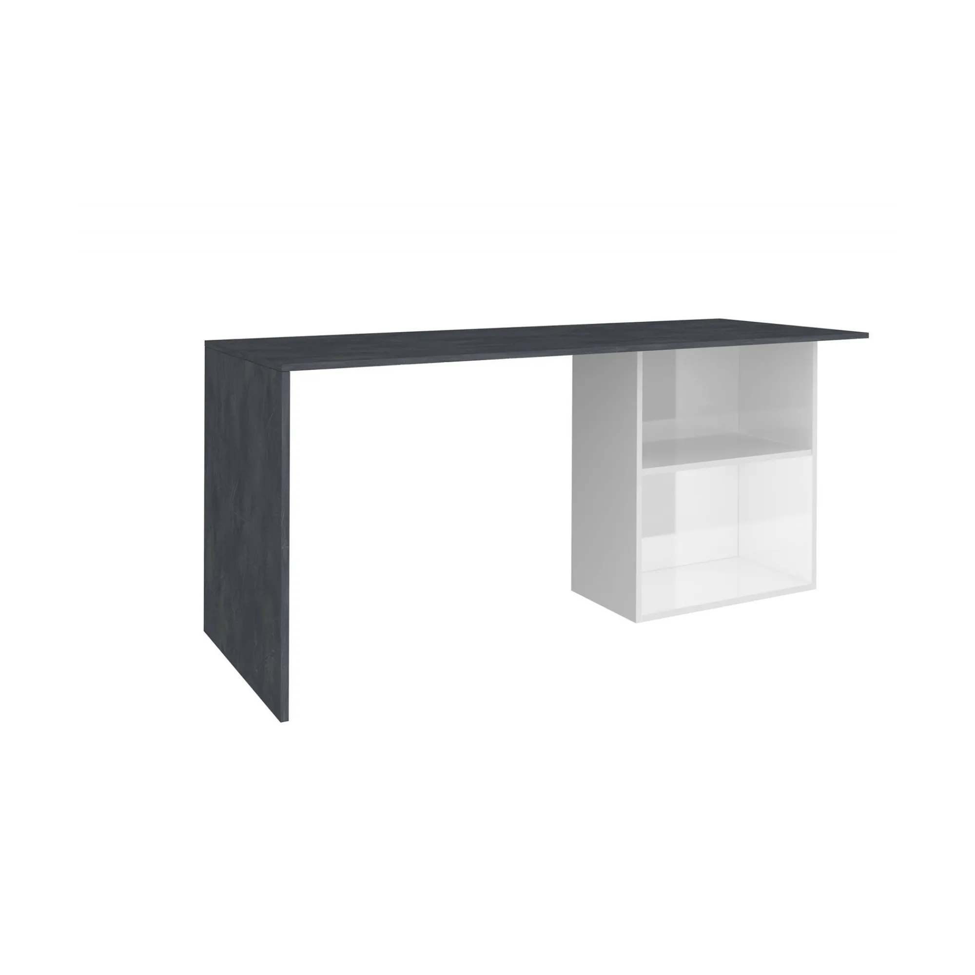 Scrivania Antioco, cm 110x50h75, Bianco lucido e Ardesia<Dmora Hot