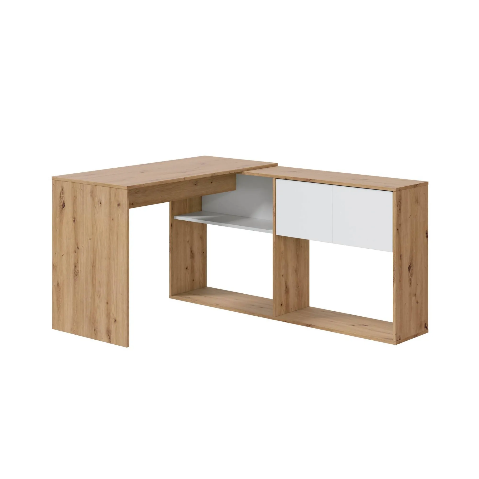 Scrivania Apogee, 108x70h140 cm, Bianco e Rovere nodi<Dmora Clearance