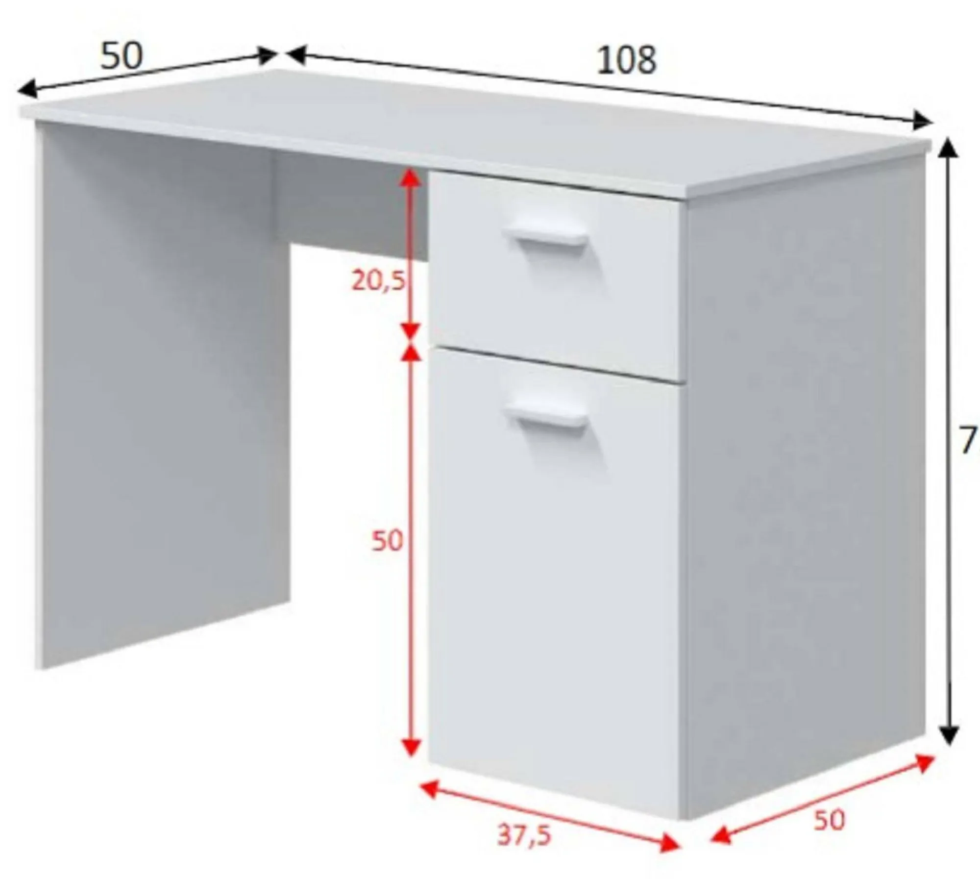 Scrivania Apos, 108x50h73 cm,<Dmora Cheap