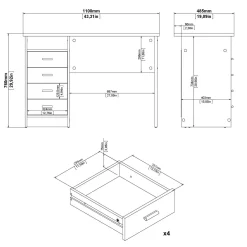 Scrivania Appollo, 110x49 h76 cm,<Dmora Store