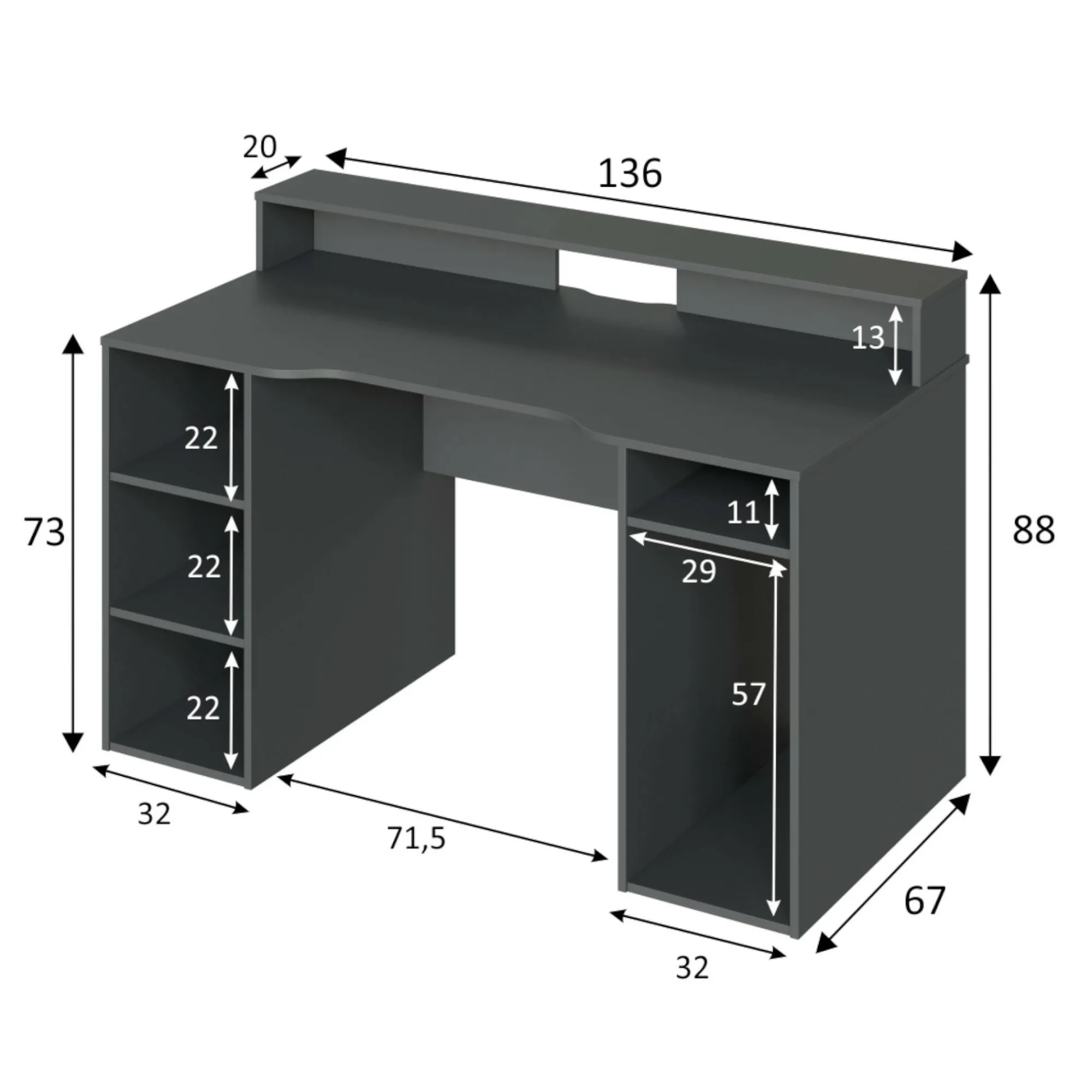 Scrivania Arcane, 136x67h88 cm,<Dmora Outlet
