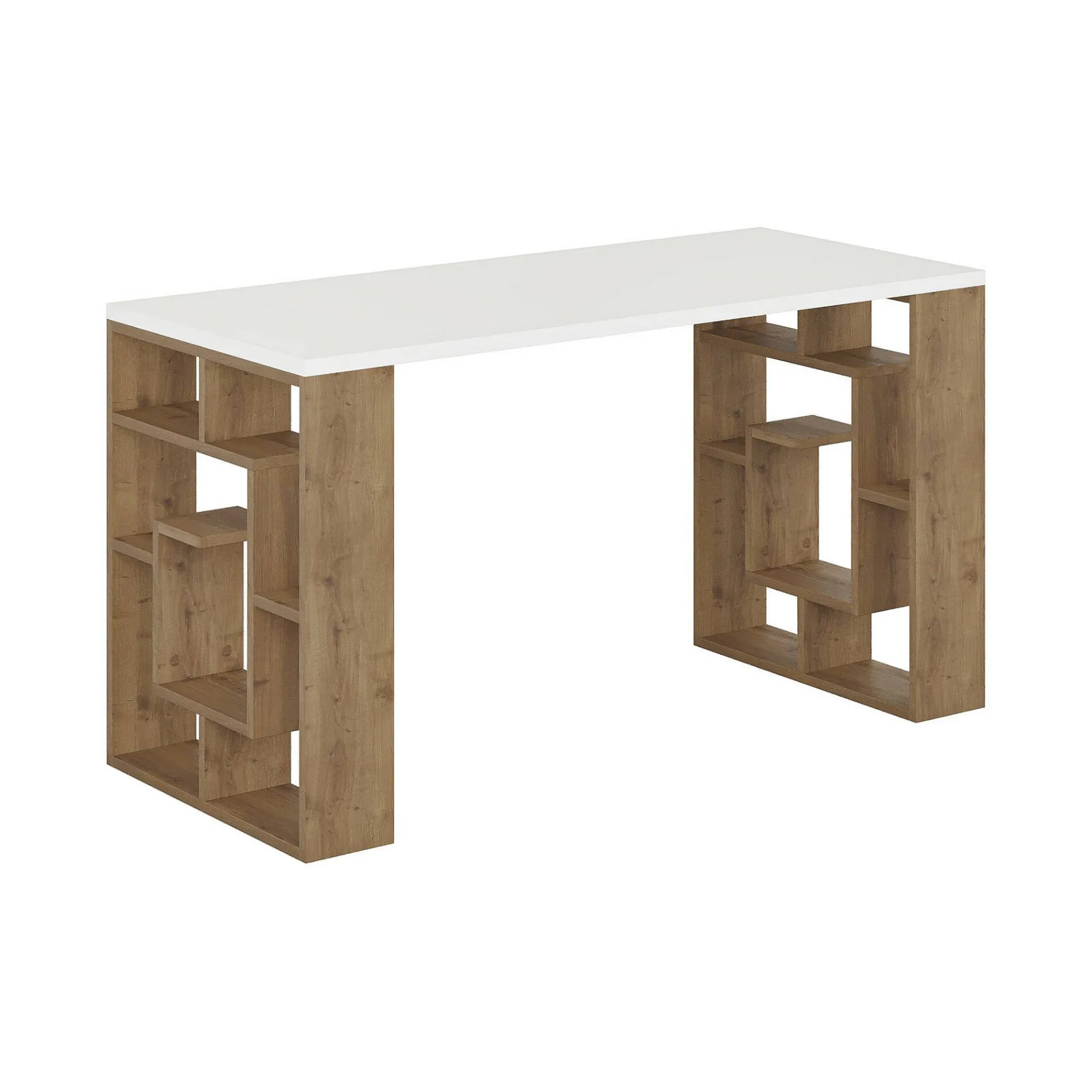 Scrivania Archidamia, 140x60 h75 cm, Bianco e Marrone<Dmora Best Sale