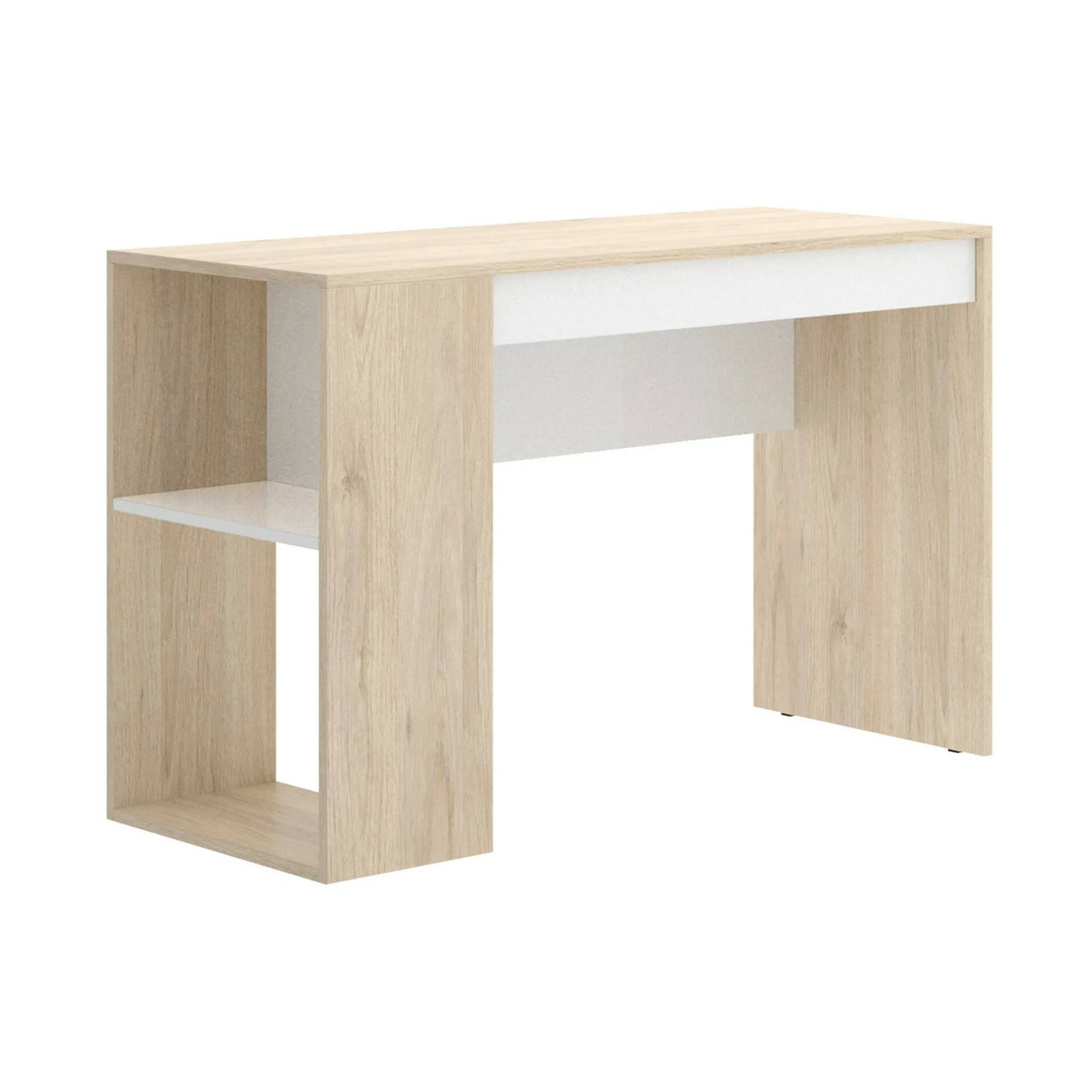 Scrivania Arianella, 115x50h74 cm, Rovere e Bianco<Dmora New