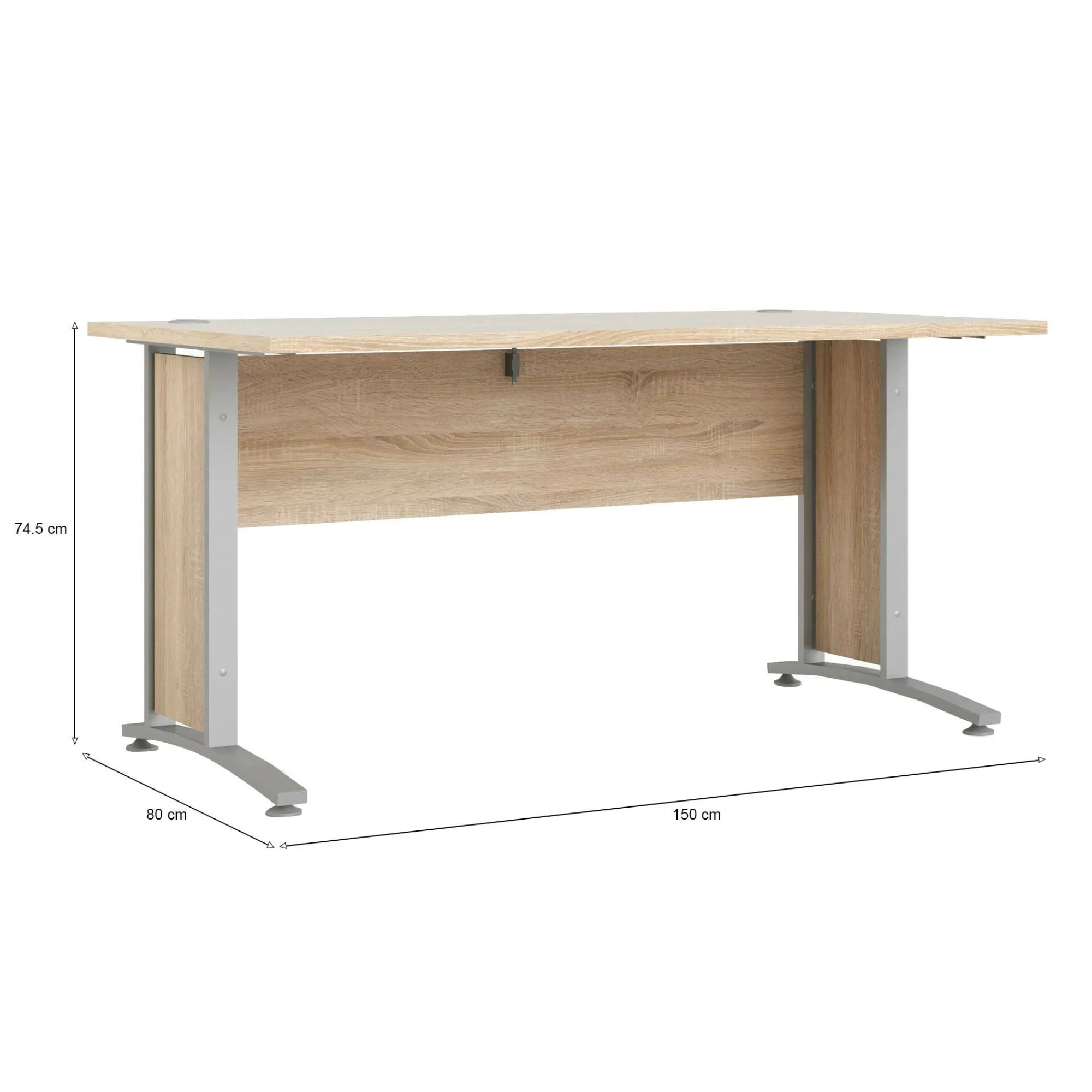 Scrivania Ascorbato, 150x80 h75 cm, Grigio e Quercia<Dmora Cheap