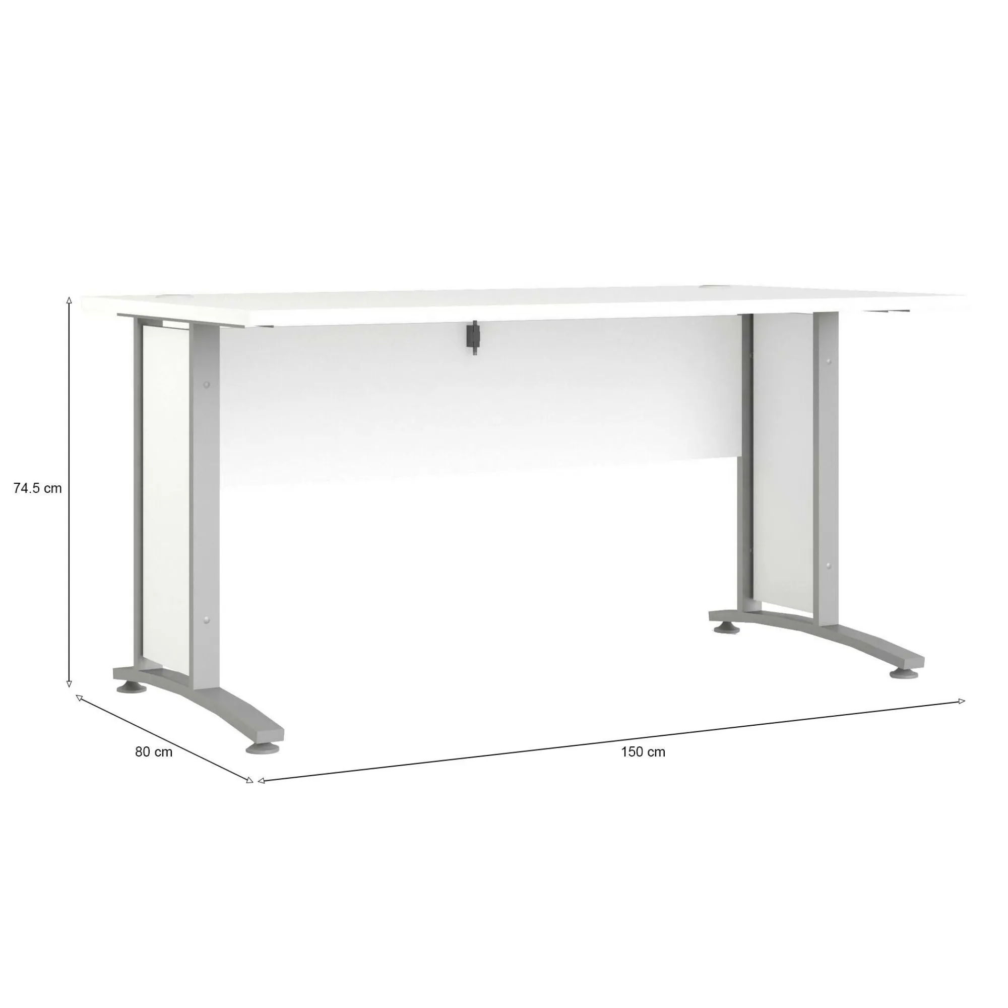 Scrivania Ascorbato, 150x80 h75 cm, Bianco e Grigio<Dmora Shop
