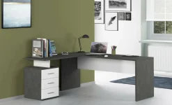 Scrivania Ascuby, cm 160x60h75, Ardesia e Bianco lucido<Dmora Best Sale