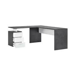 Scrivania Ascuby, cm 160x60h75, Ardesia e Bianco lucido<Dmora Best Sale