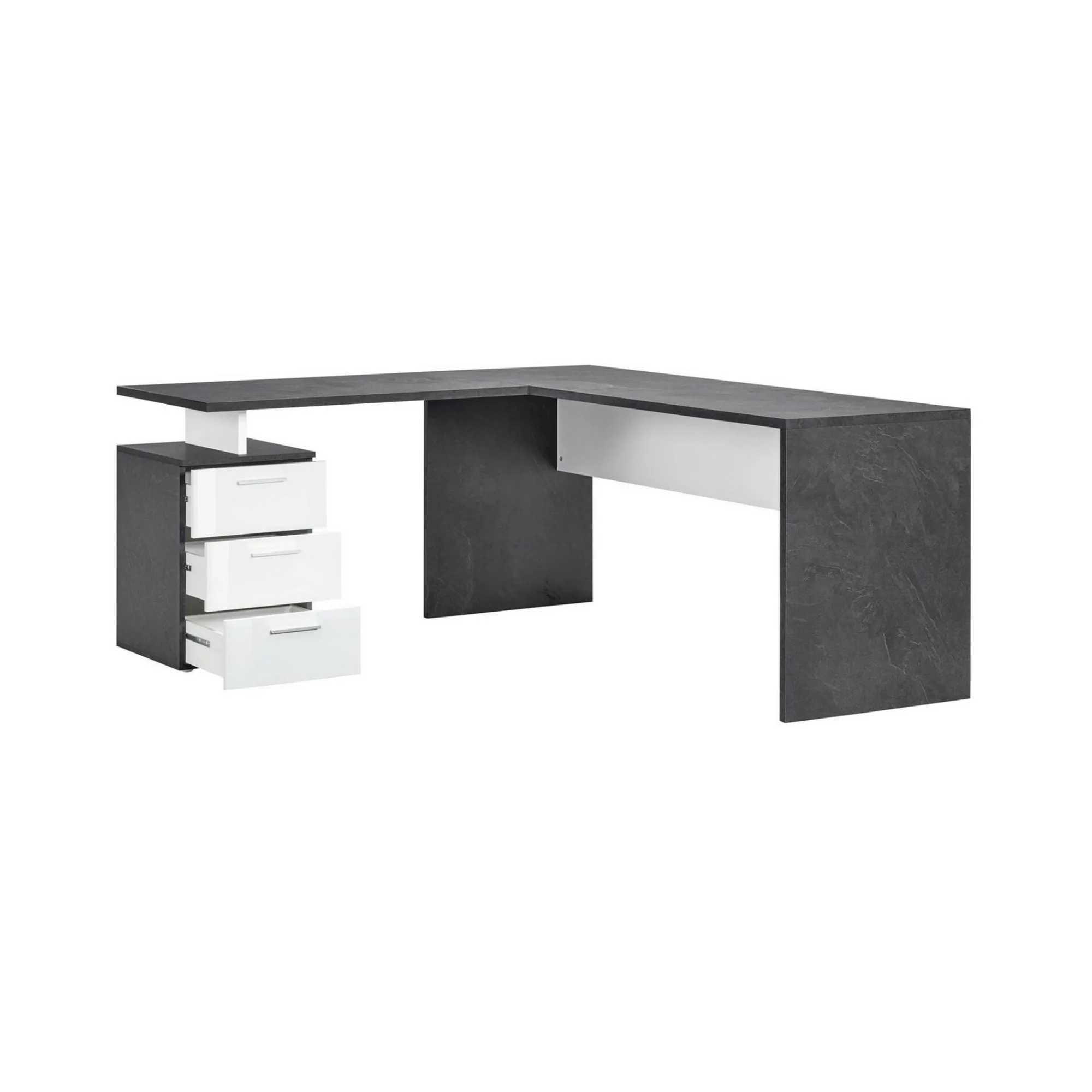 Scrivania Ascuby, cm 160x60h75, Ardesia e Bianco lucido<Dmora Best Sale