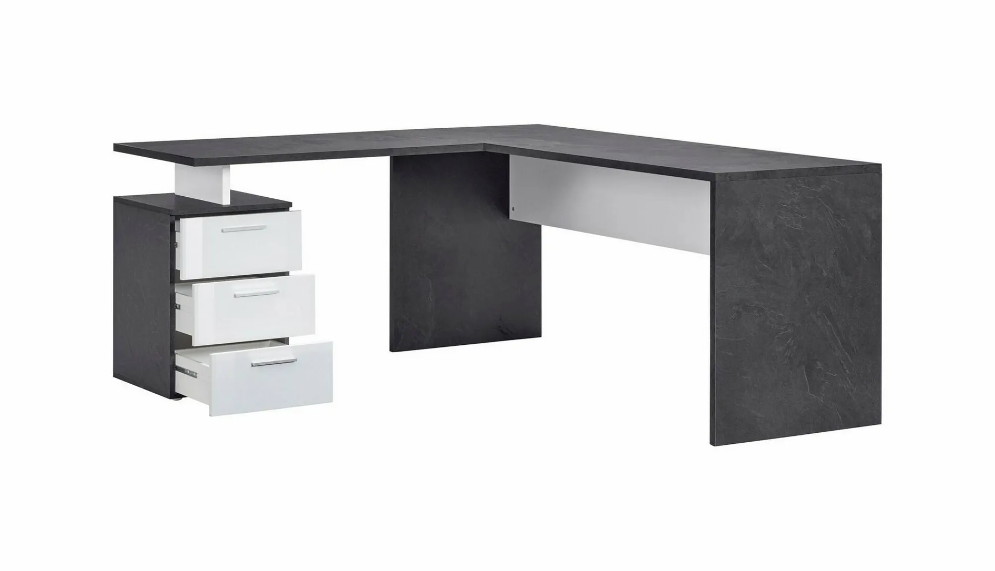 Scrivania Ascuby, cm 160x60h75, Ardesia e Bianco lucido<Dmora Best Sale