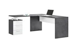 Scrivania Ascuby, cm 160x60h75, Ardesia e Bianco lucido<Dmora Best Sale
