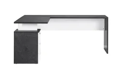 Scrivania Ascuby, cm 160x60h75, Ardesia e Bianco lucido<Dmora Best Sale