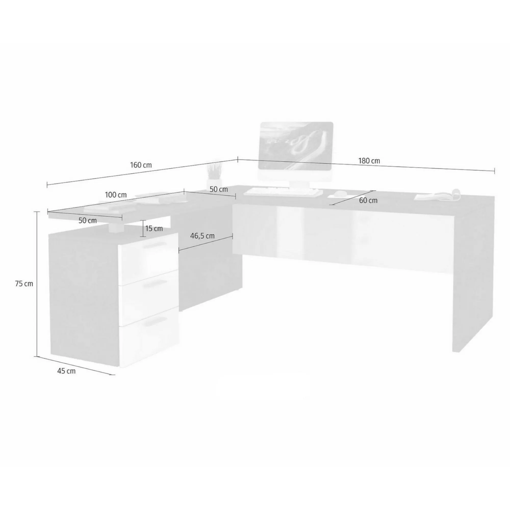 Scrivania Ascuby, cm 160x60h75,<Dmora Best