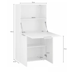 Scrivania Atroc, cm 70x35h140, Bianco e<Dmora Online