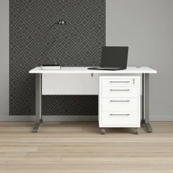 Scrivania Azzaro, 150x80 h75 cm, Bianco e Grigio<Dmora Best