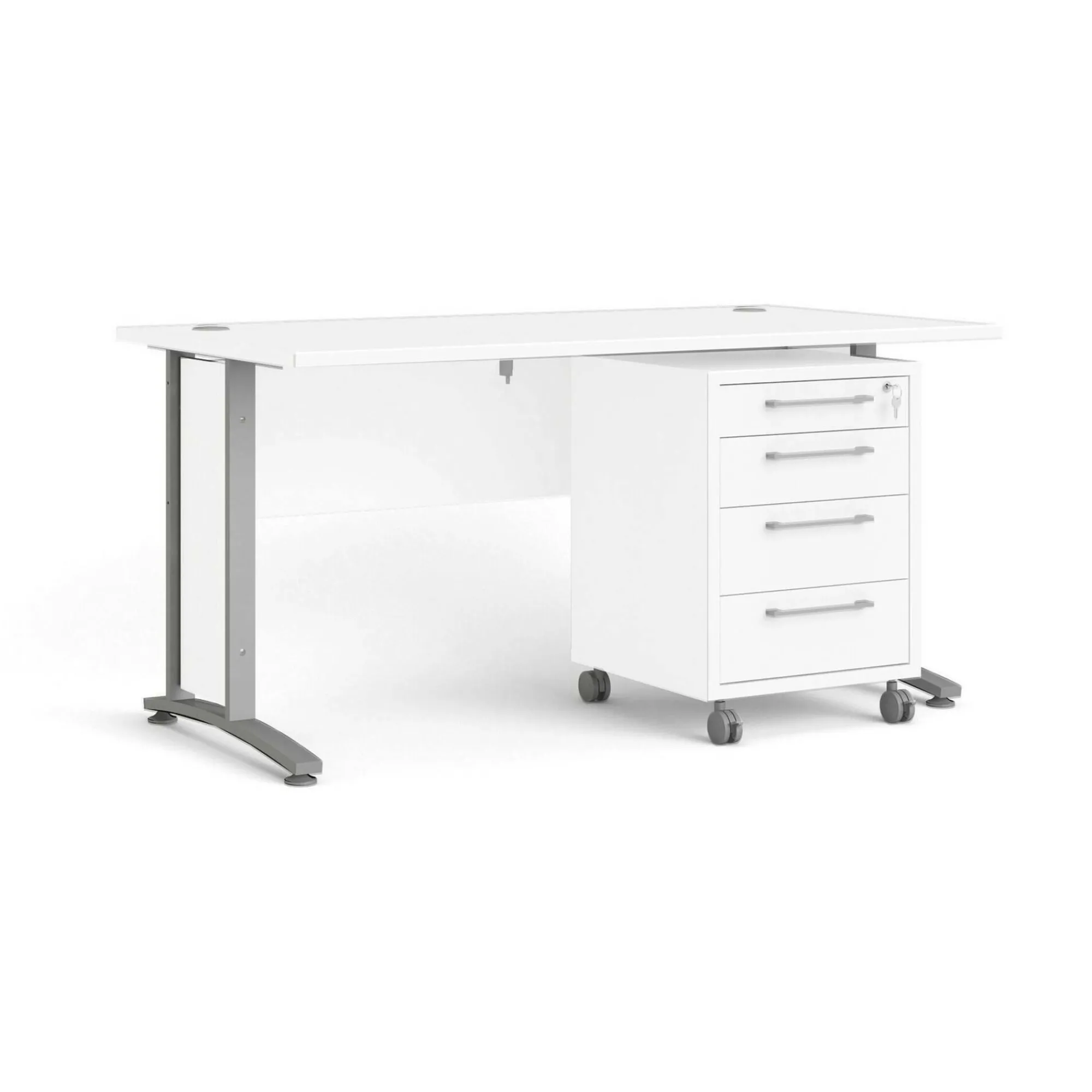 Scrivania Azzaro, 150x80 h75 cm, Bianco e Grigio<Dmora Best
