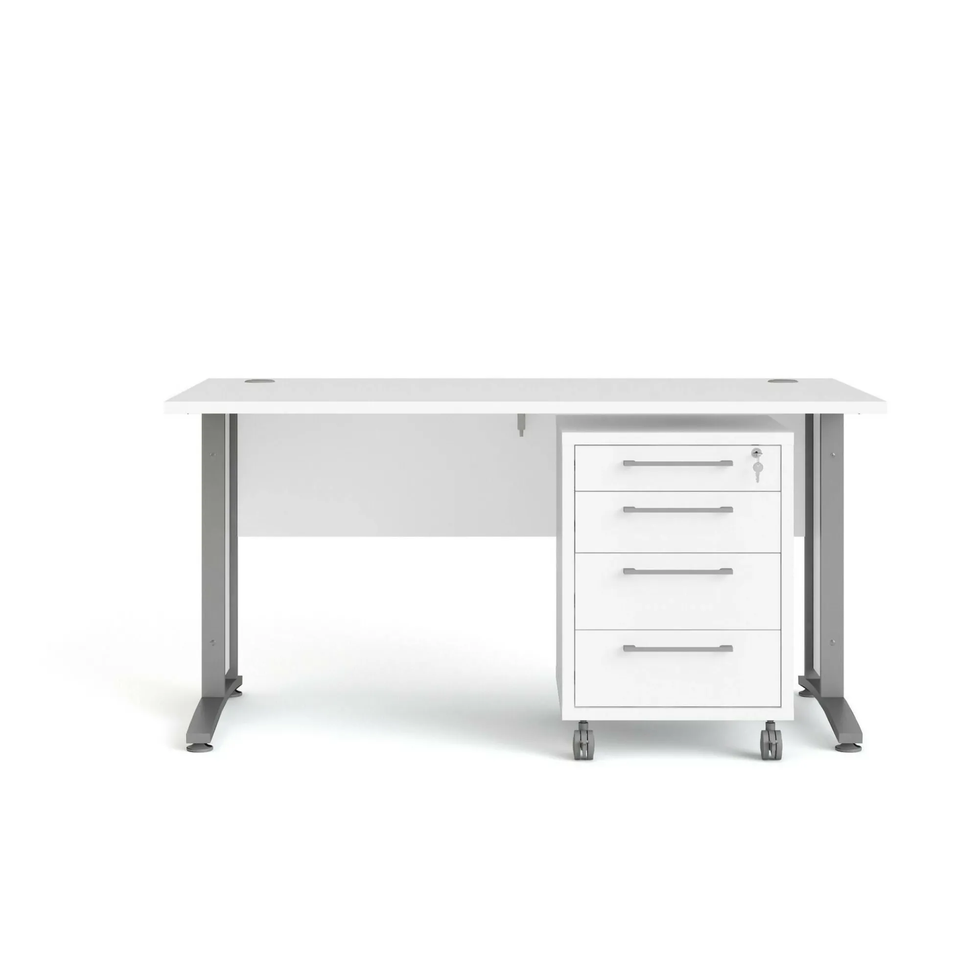 Scrivania Azzaro, 150x80 h75 cm, Bianco e Grigio<Dmora Best