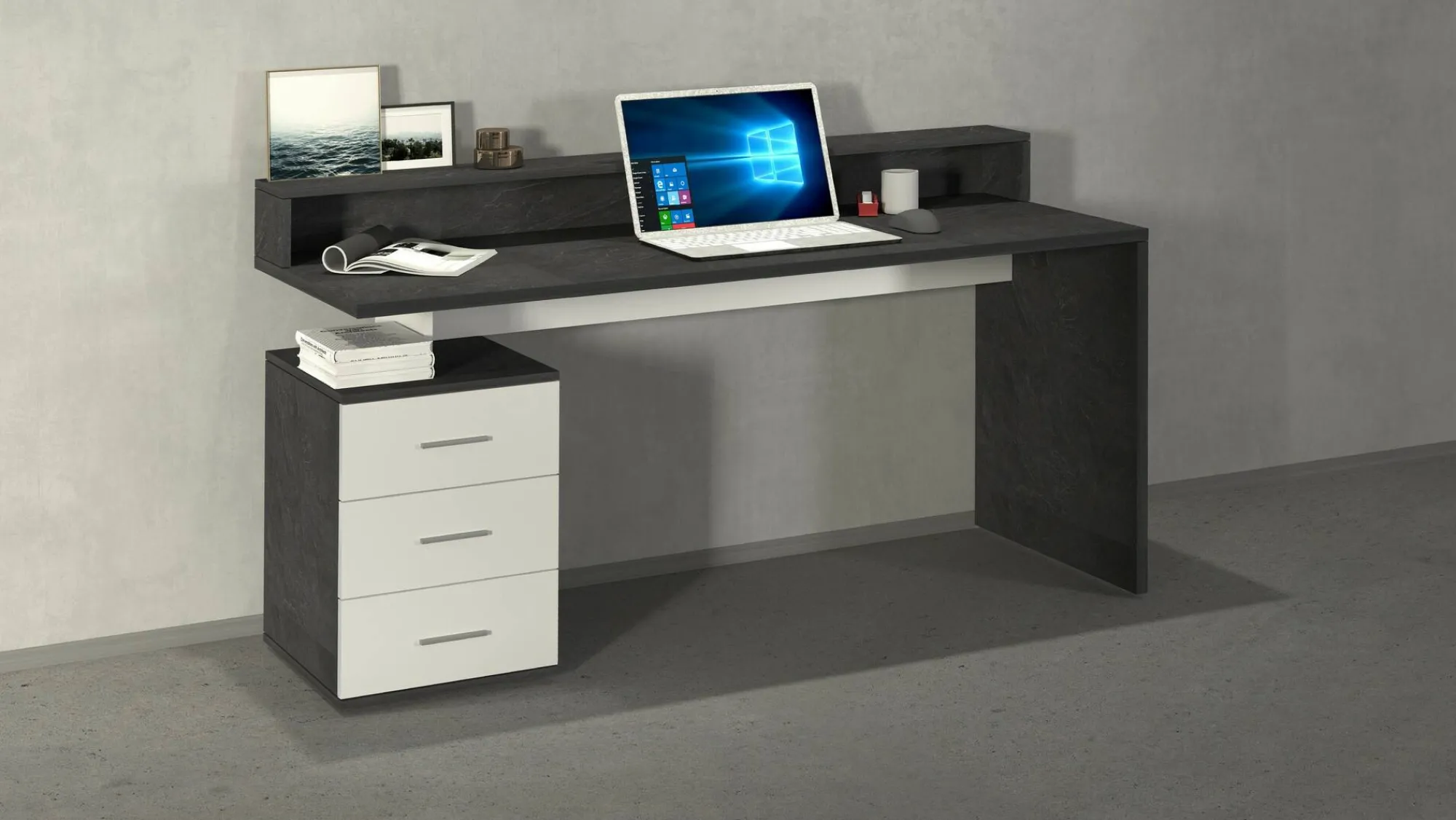 Scrivania Bardi, 160x60h90 cm, Bianco e<Dmora Sale