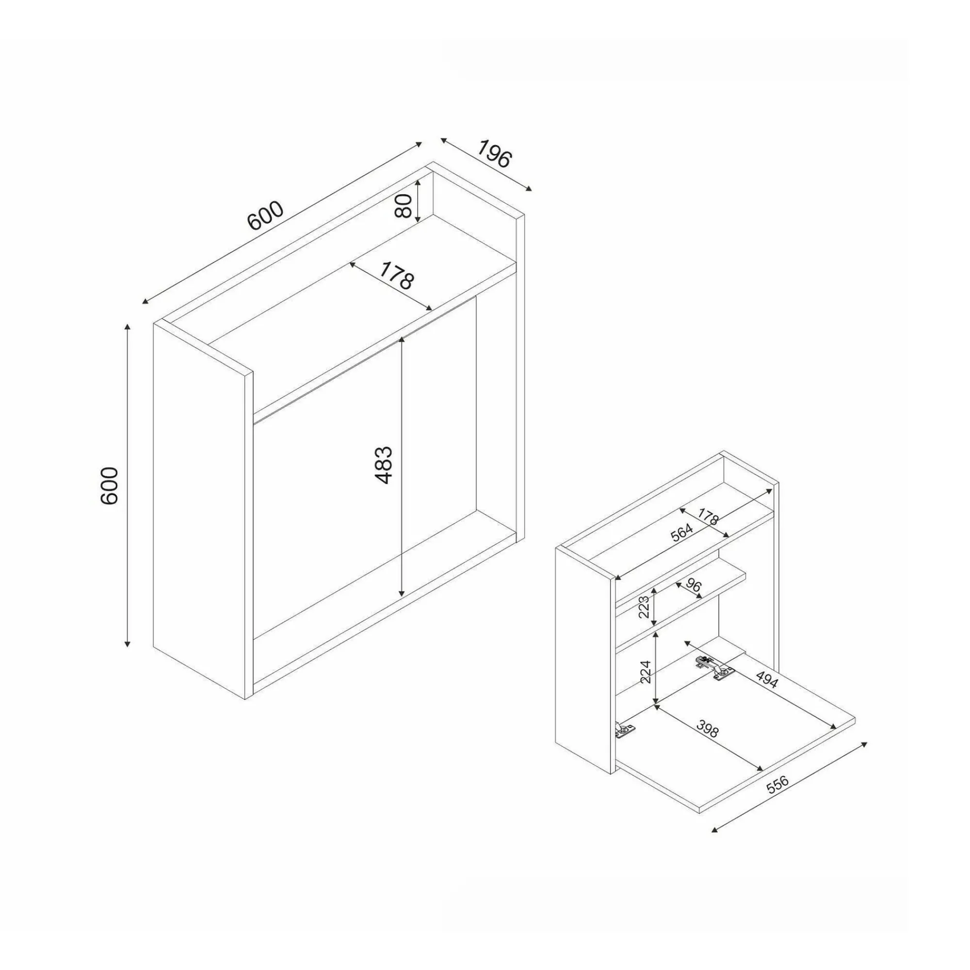 Scrivania Bariano, 60x20h60 cm, Bianco e Noce<Dmora Outlet