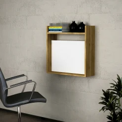 Scrivania Bariano, 60x20h60 cm, Bianco e Noce<Dmora Outlet
