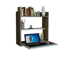 Scrivania Bariano, 60x20h60 cm, Bianco e Noce<Dmora Outlet
