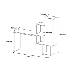 Scrivania Baselice, 145x45h75 cm, Noce e Bianco<Dmora Online