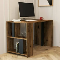 Scrivania Bising, 120x60h75 cm, Noce e Antracite<Dmora Online