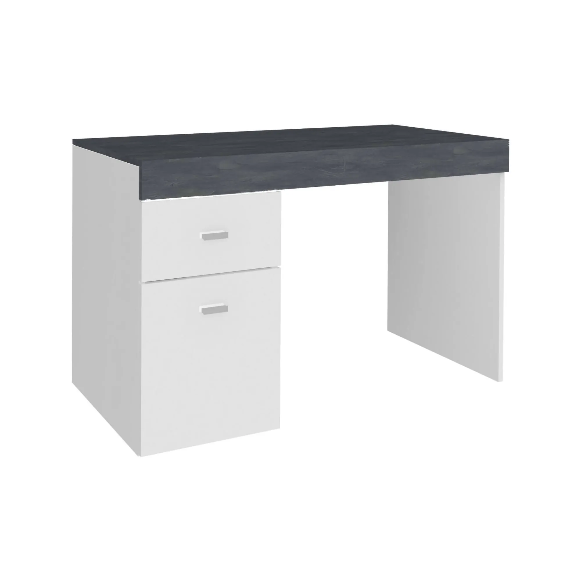 Scrivania Daucell, cm 100x60h75, Bianco lucido e Ardesia<Dmora Sale