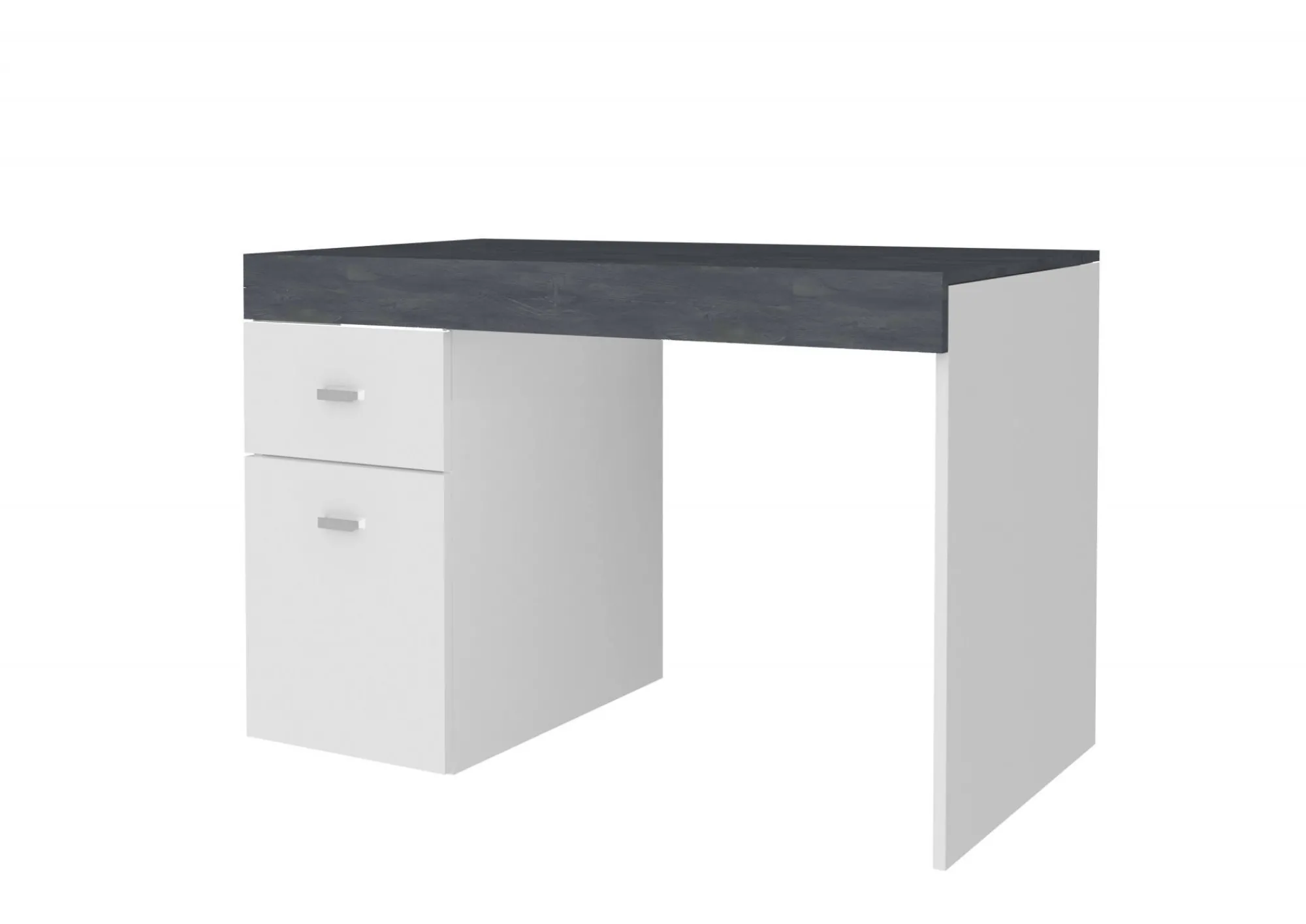 Scrivania Daucell, cm 100x60h75, Bianco lucido e Ardesia<Dmora Sale
