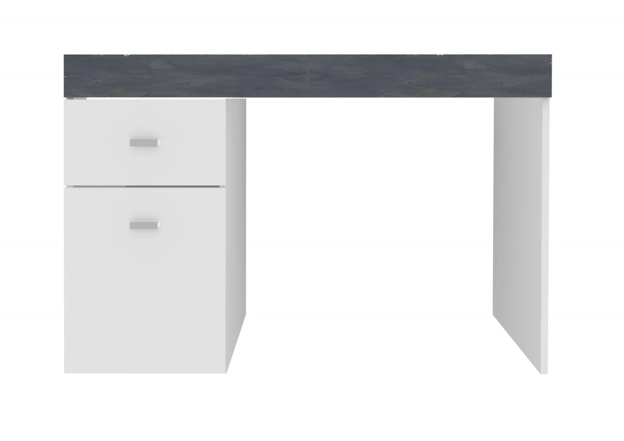 Scrivania Daucell, cm 100x60h75, Bianco lucido e Ardesia<Dmora Sale