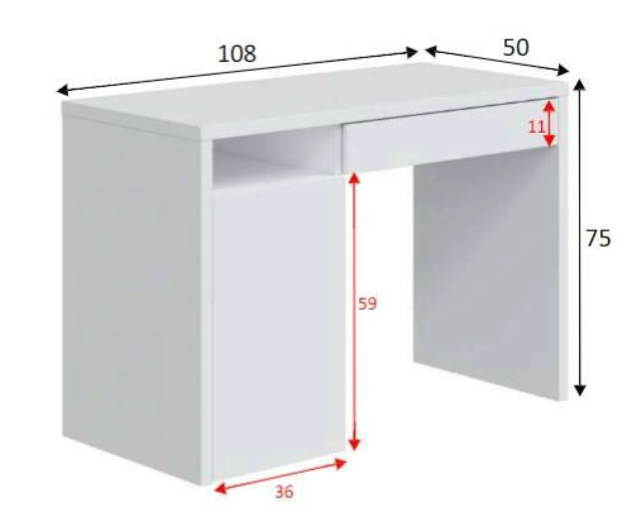 Scrivania Dblev, 108x50h74 cm,<Dmora Sale