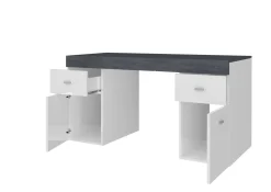 Scrivania Dbro, cm 130x60h75, Bianco lucido e Ardesia<Dmora Best