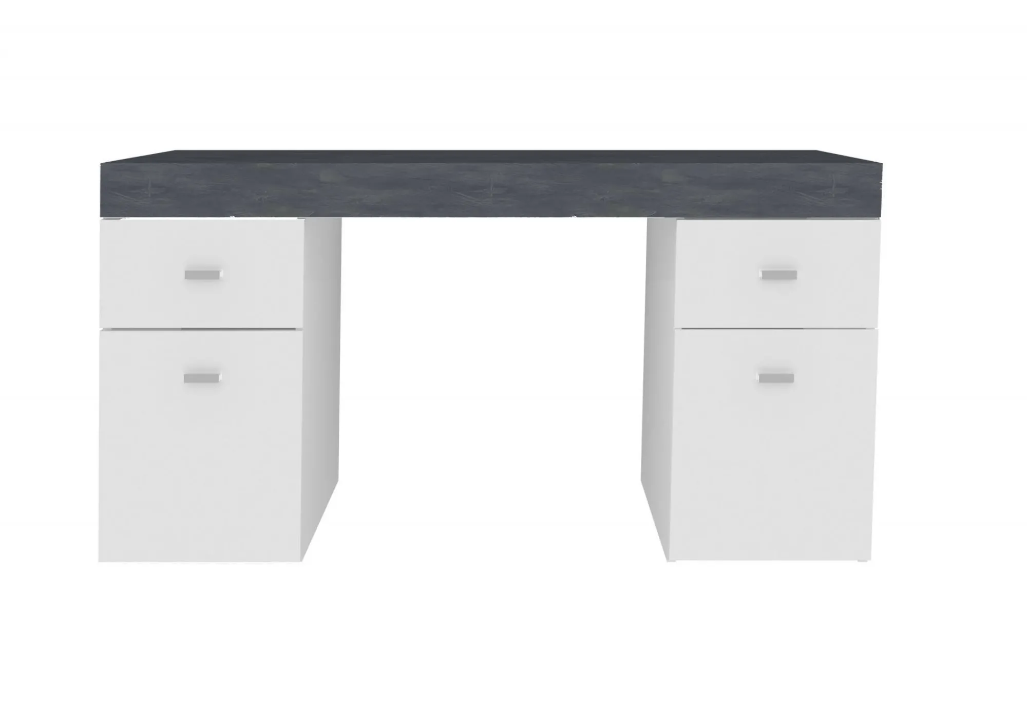 Scrivania Dbro, cm 130x60h75, Bianco lucido e Ardesia<Dmora Best