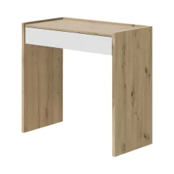 Scrivania Ddepaol, 82x40h77 cm, Rovere nodi e Bianco<Dmora New